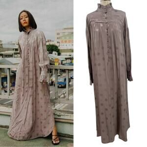 Sandra Mansour x H&M Jacquard Oversized Maxi Dress Kaftan Tan Size Large